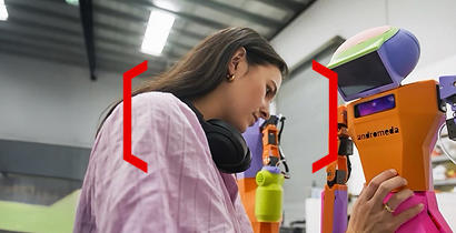 Image of Erika Choong working on Abi for Andromeda robotics company