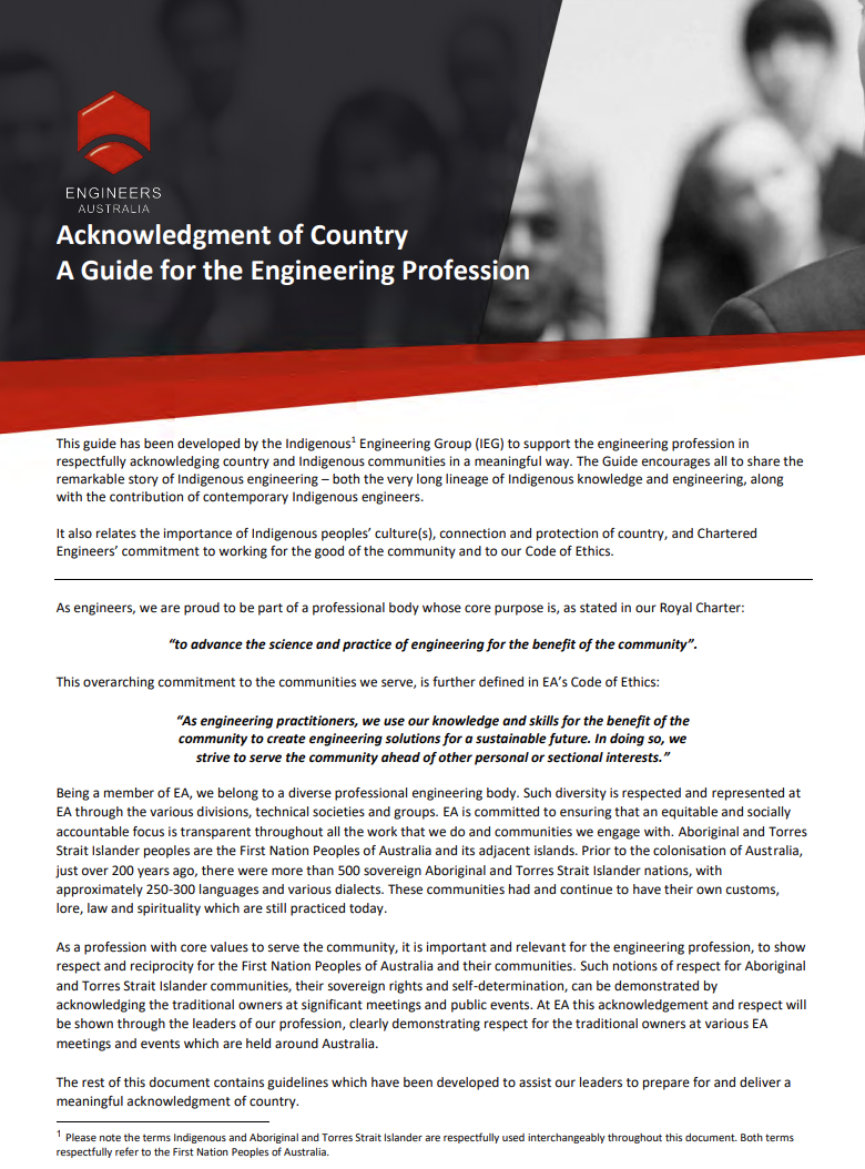 Acknowledgement of country cover