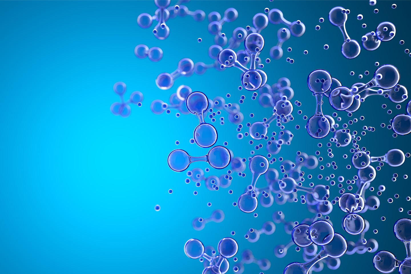 Image of abstract representation of hydrogen molecules against a light blue background