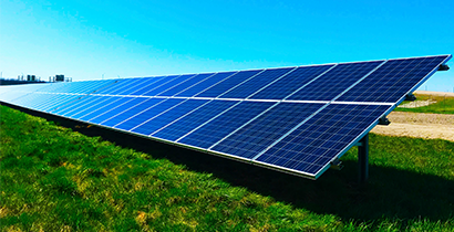 Solar panels on grass